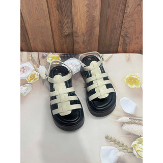 Sandal 7 phân đế bằng da sáp quai hậu khuy cài  DH8025