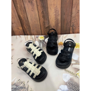 Sandal 7 phân đế bằng da sáp quai hậu khuy cài  DH8025