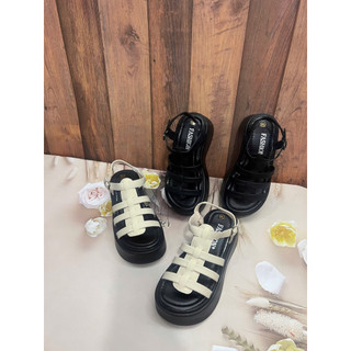 Sandal 7 phân đế bằng da sáp quai hậu khuy cài  DH8025