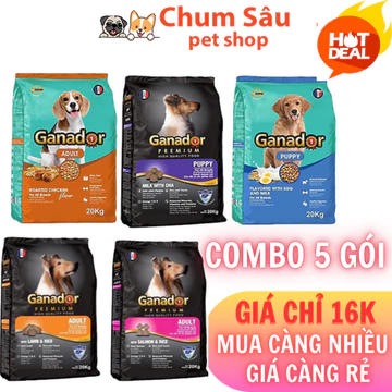 Combo 5 gói thức ăn hỗn hợp hạt cho chó GANADOR 400g - Đồ Ăn Cho Chó Con, Chó Lớn