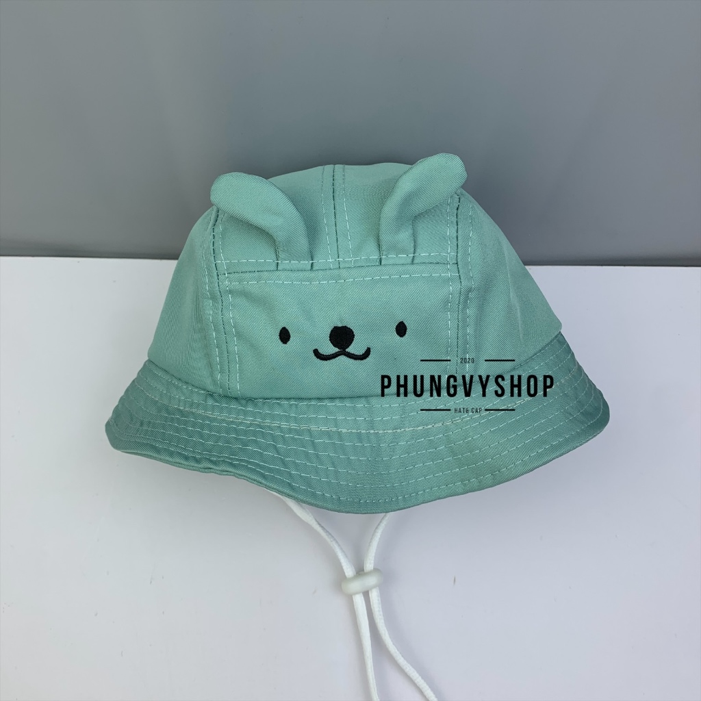 Bé 1-2 Tuổi- Mũ nón bucket tai bèo vành chắn giọt bắn bụi trẻ em trai gái phungvyshop- / Bo nhí CÚN MẶT CHỮ NHẬT/