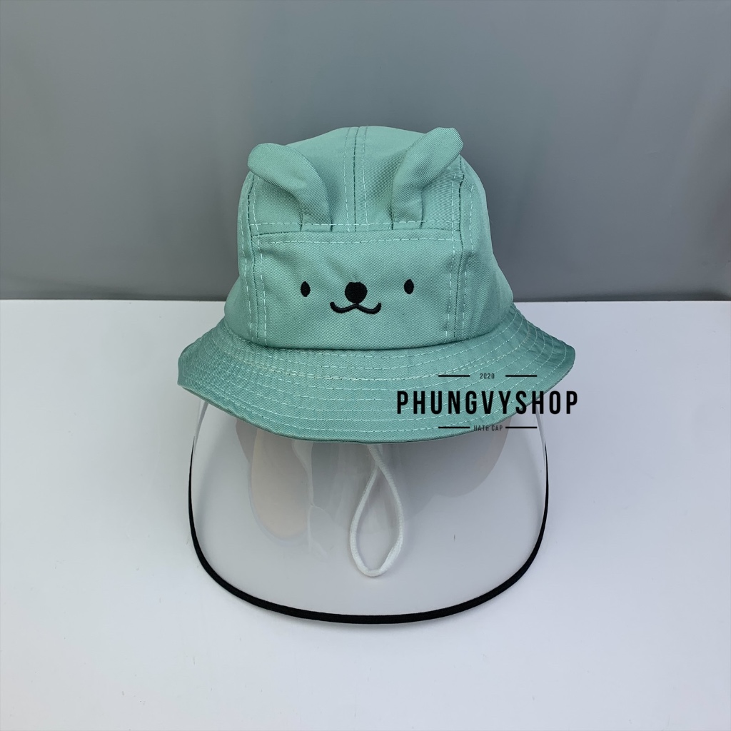 Bé 1-2 Tuổi- Mũ nón bucket tai bèo vành chắn giọt bắn bụi trẻ em trai gái phungvyshop- / Bo nhí CÚN MẶT CHỮ NHẬT/