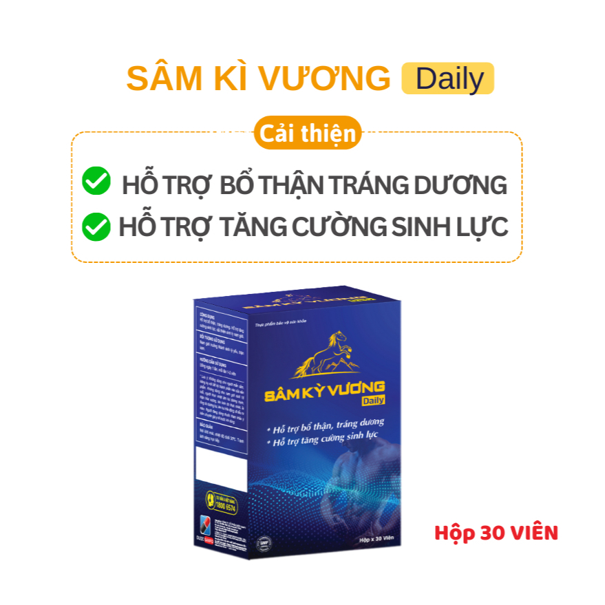 Sâm kỳ vương daily- Hộp 30 viên- Sử dụng hàng ngày giúp cải thiện sức khỏe phái mạnh