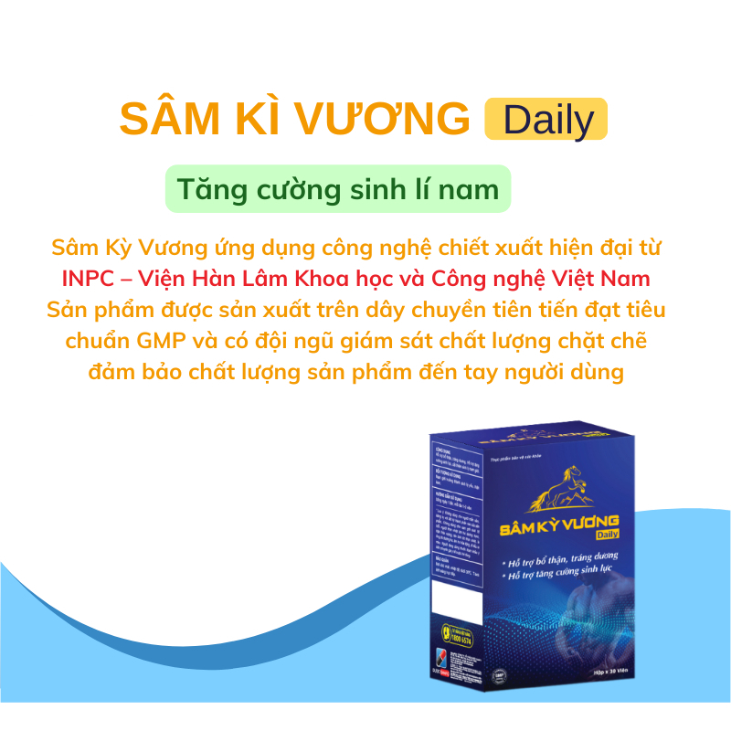 Sâm kỳ vương daily- Hộp 30 viên- Sử dụng hàng ngày giúp cải thiện sức khỏe phái mạnh