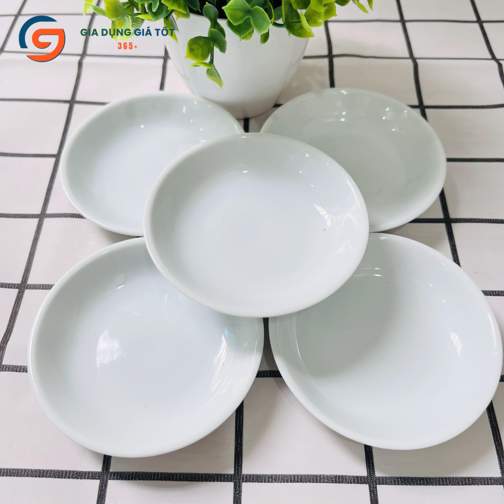 Đĩa chấm, đĩa đựng gia vị sứ trắng men LOHACO hàng đẹp