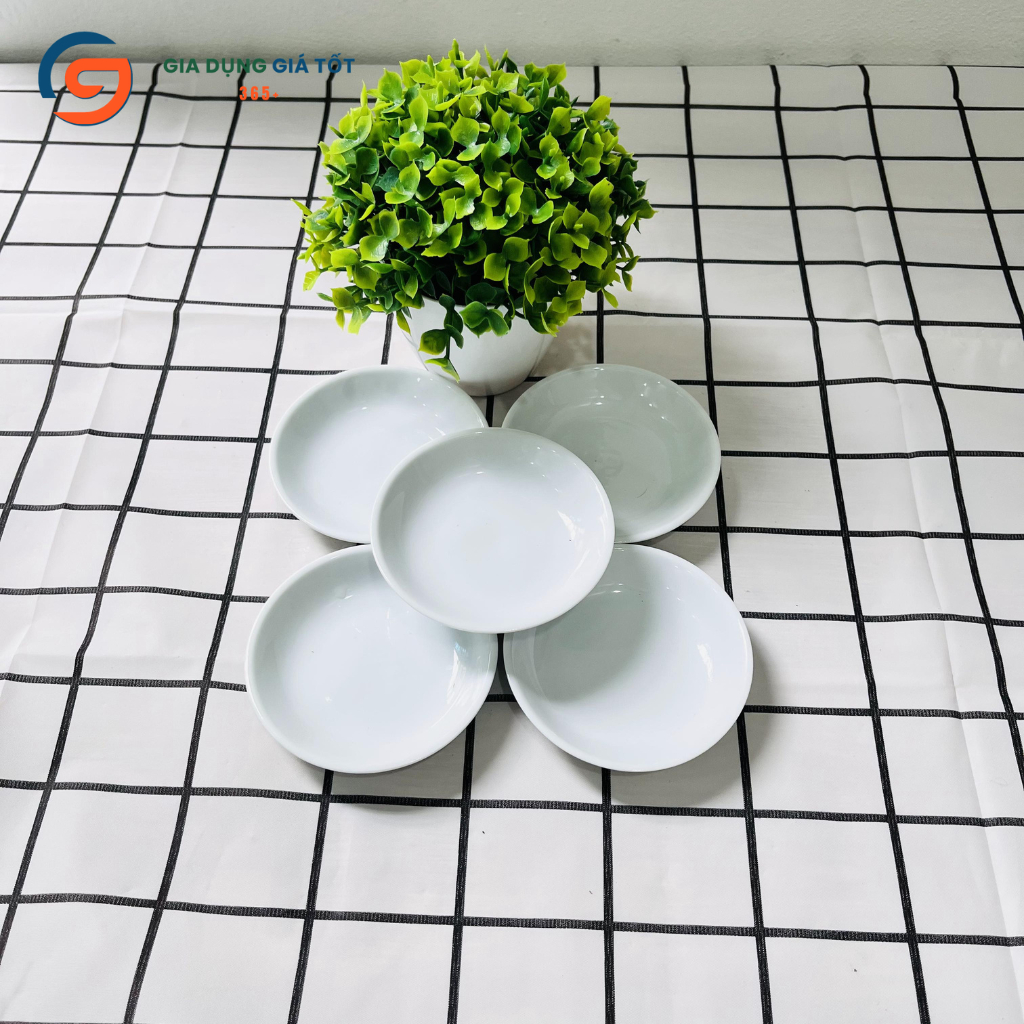 Đĩa chấm, đĩa đựng gia vị sứ trắng men LOHACO hàng đẹp