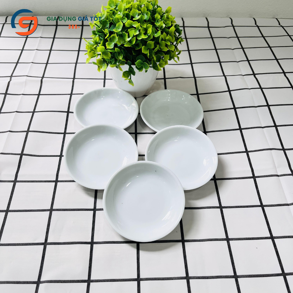 Đĩa chấm, đĩa đựng gia vị sứ trắng men LOHACO hàng đẹp