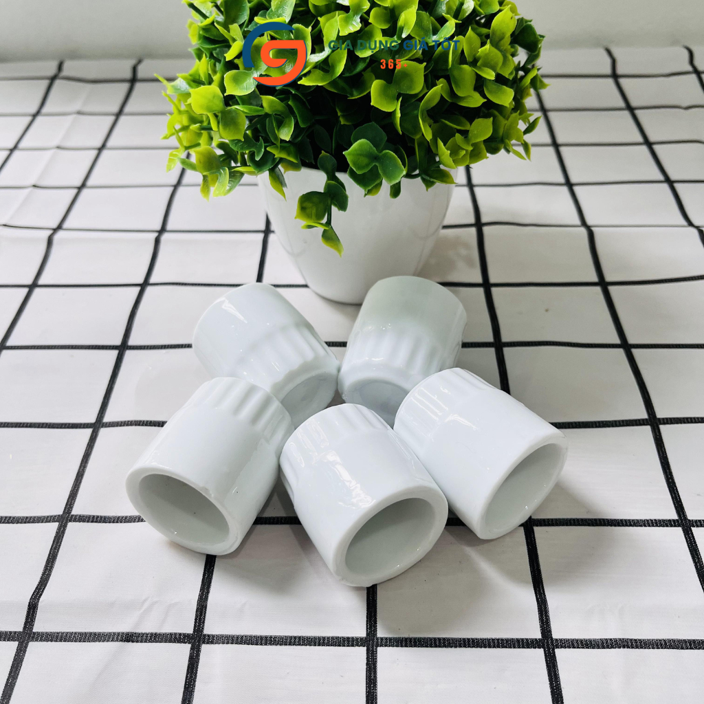 Set 10 chén sứ trắng nhỏ hạt mít, chén nhỏ mắt trâu tráng men đẹp