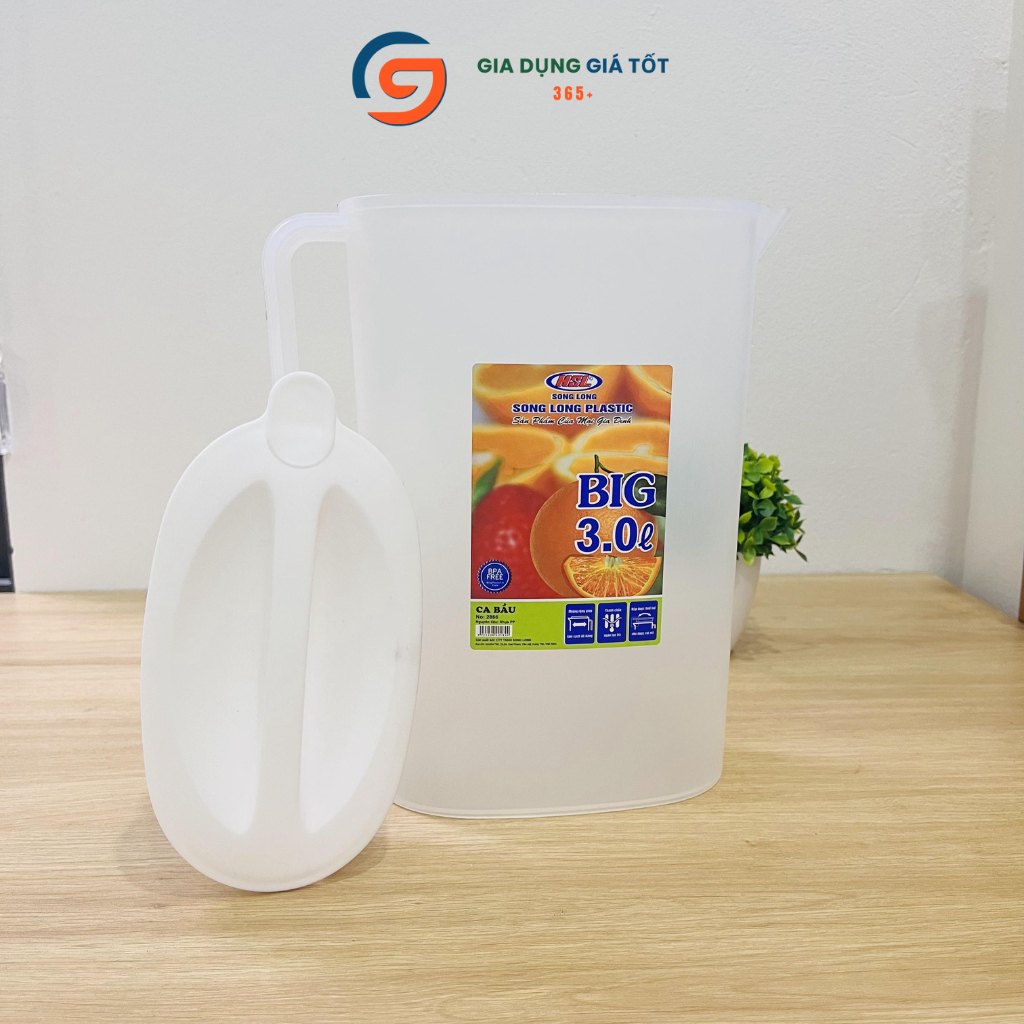 Ca đựng nước 3 lít Song Long, ca nhựa có nắp cao cấp