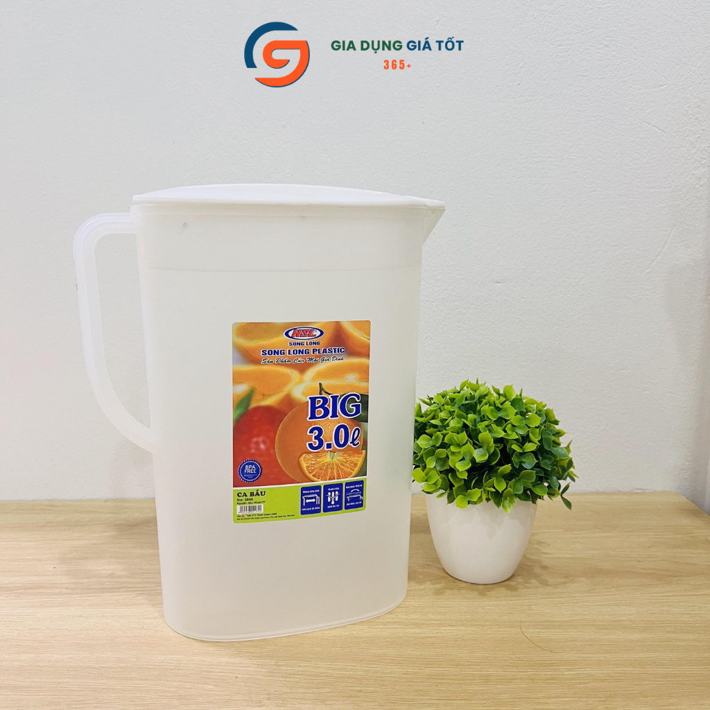 Ca đựng nước 3 lít Song Long, ca nhựa có nắp cao cấp