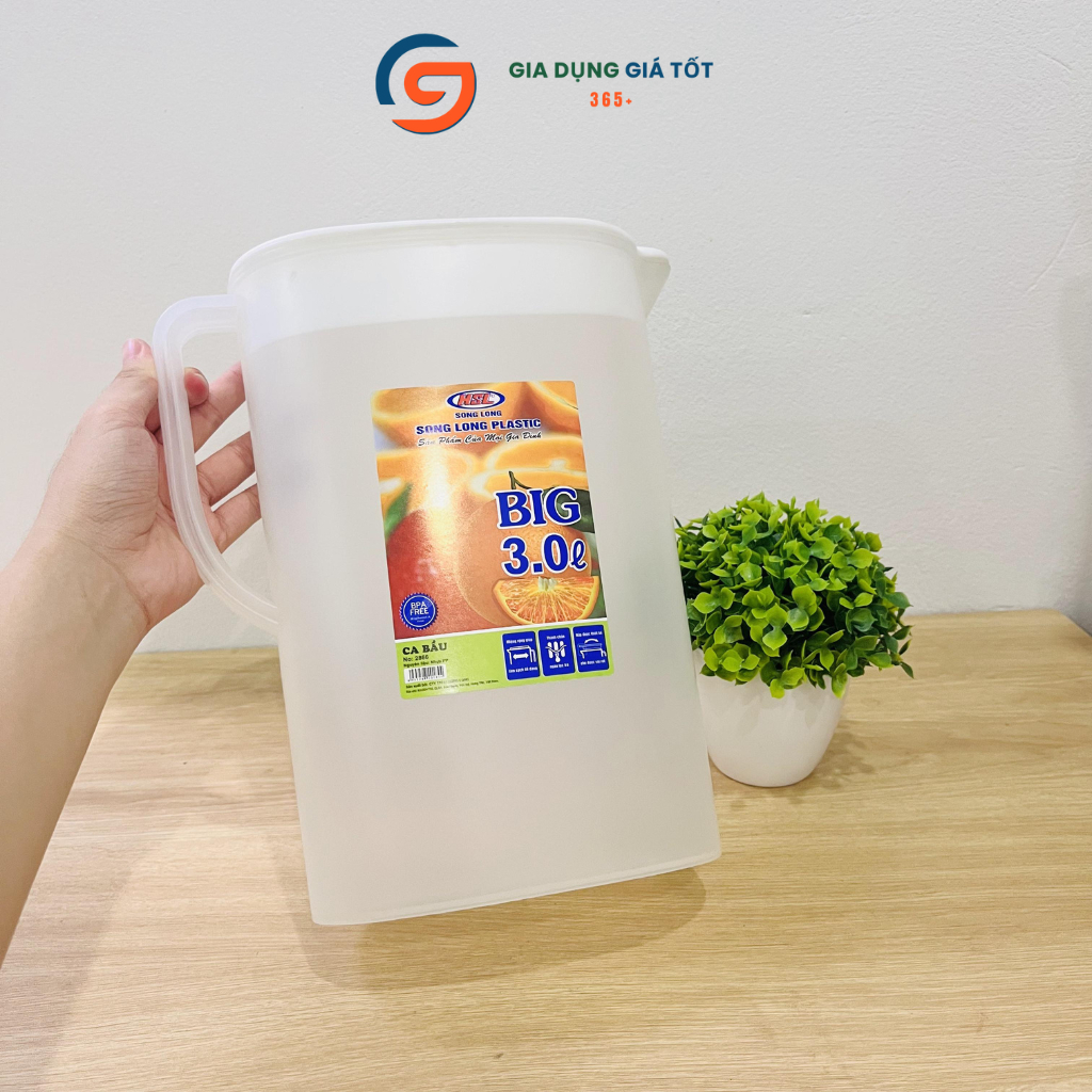 Ca đựng nước 3 lít Song Long, ca nhựa có nắp cao cấp