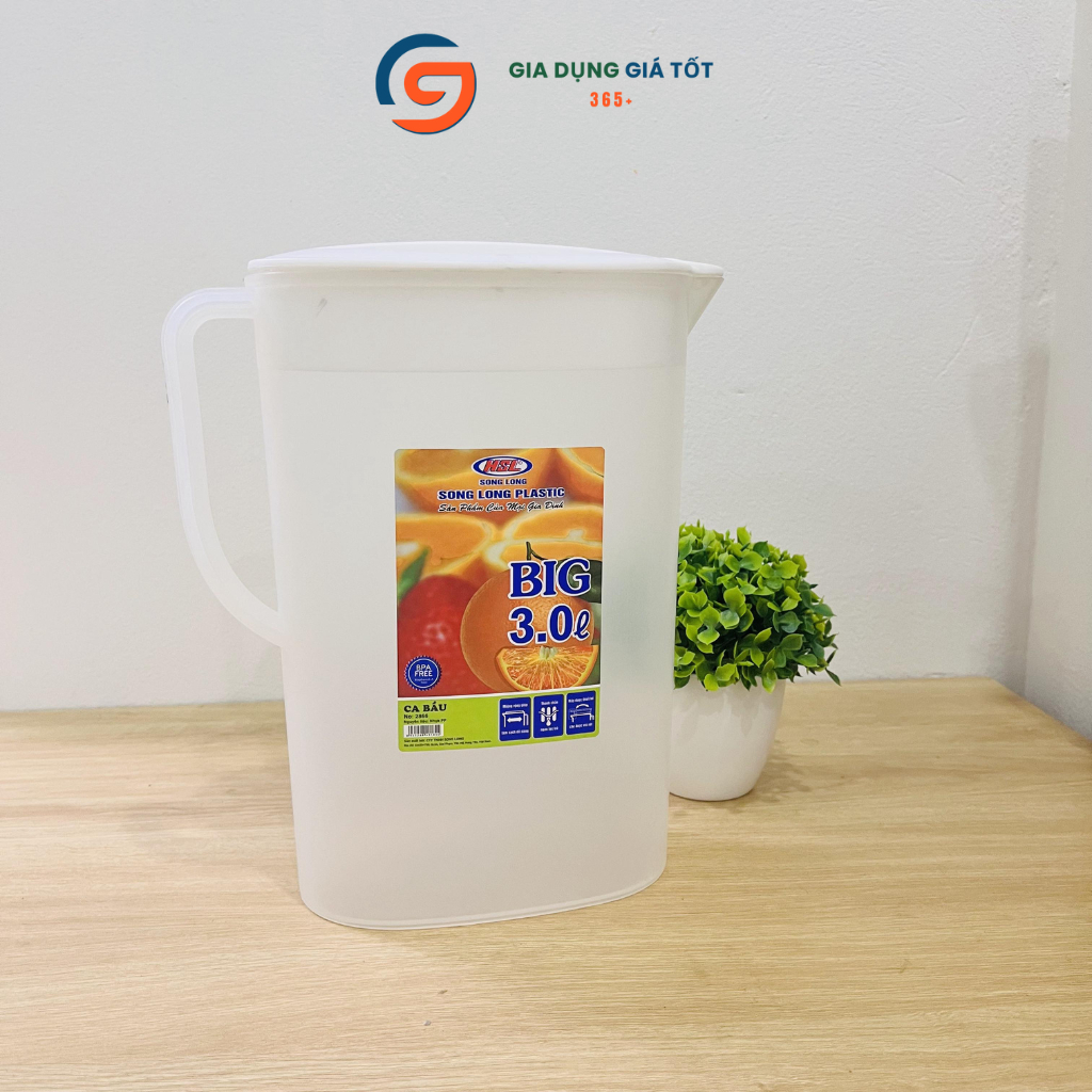 Ca đựng nước 3 lít Song Long, ca nhựa có nắp cao cấp