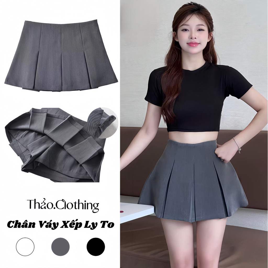 Chân Váy Nữ Xếp Ly To Chất Đẹp Có Quần Bảo Hộ  - Thảo.Clothing S024