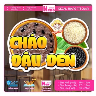 Decal Trang Trí Cháo Thịt Bằm, Tranh Dán Quán Ăn, Cà Phê, Dán Tường, Tủ, Kính, Xe Đẩy - Sticker Chịu Được Mưa Nắng.