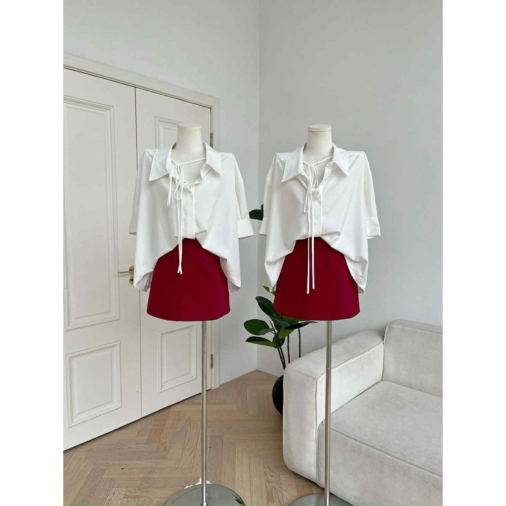 CHÂN VÁY CHỮ A CẠP CAO CHÉO ÉP MÙNG có quần bảo hộ - Thảo.Clothing S304