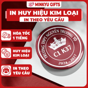 Huy Hiệu 4.4cm In Theo Yêu Cầu, Huy Hiệu In Hình Ghép Mặt, Logo, Pin Cài Áo, Balo