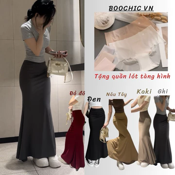 Chân Váy Đuôi Cá Dáng Dài Chất Liệu Houndstooth Tăm Hàn 5D Nhập - Chân Váy Đuôi Cá BOOCHIC - Dễ Phối Đồ Dành Cho Nữ