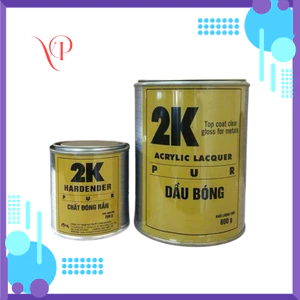 Sơn Dầu Phủ Bóng 2K Vàng- 1Kg/bộ (Dầu bóng 800g&Đóng rắn 200g)-Phủ Bóng Cho Xe, Đá, Gỗ, Nhựa, Giả Đá