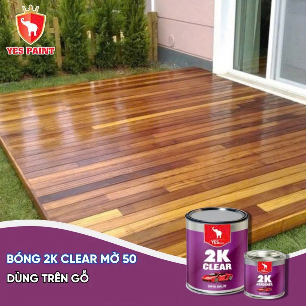 Sơn Bóng 2K Yes (Tím) 1Kg/bộ - Chuyên dùng phủ bóng cho sắt, kẽm, inox, gỗ, gạch, đá, bê tông,...