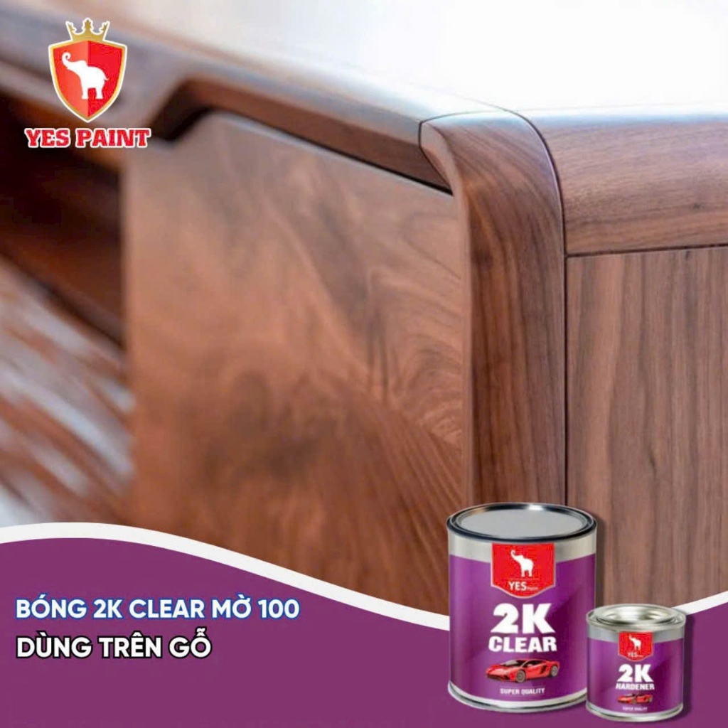 Sơn Bóng 2K Yes (Tím) 1Kg/bộ - Chuyên dùng phủ bóng cho sắt, kẽm, inox, gỗ, gạch, đá, bê tông,...