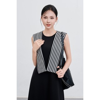 Đầm sát nách dáng xòe cotton phối khăn kẻ trẻ trung VIEN TRAN V66C25H002