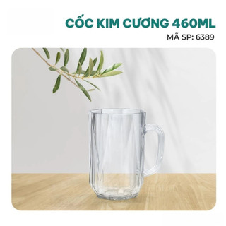 Cốc kim cương 460ml Hokori, ly nhựa uống nước chịu nhiệt có quai cầm Việt Nhật -MS:6389