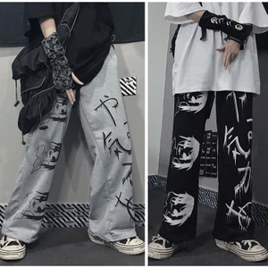Quần Dài Ống Rộng Form Suông Unisex Vải Nỉ In Hình SAJA NHẬT BẢN Kèm Dây Rút Eo Thế Thao L1
