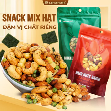Snack hạt dinh dưỡng mix tẩm vị TANU NUTS túi 175g, mix hạt tẩm vị ăn vặt