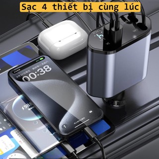 Tẩu Sạc Nhanh Ô Tô 120W 4in1 Bộ sạc xe hơi USB Type-C Lightning có sạc siêu nhanh ​sạc điện thoại​