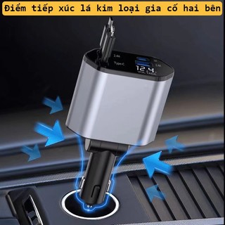 Tẩu Sạc Nhanh Ô Tô 120W 4in1 Bộ sạc xe hơi USB Type-C Lightning có sạc siêu nhanh ​sạc điện thoại​