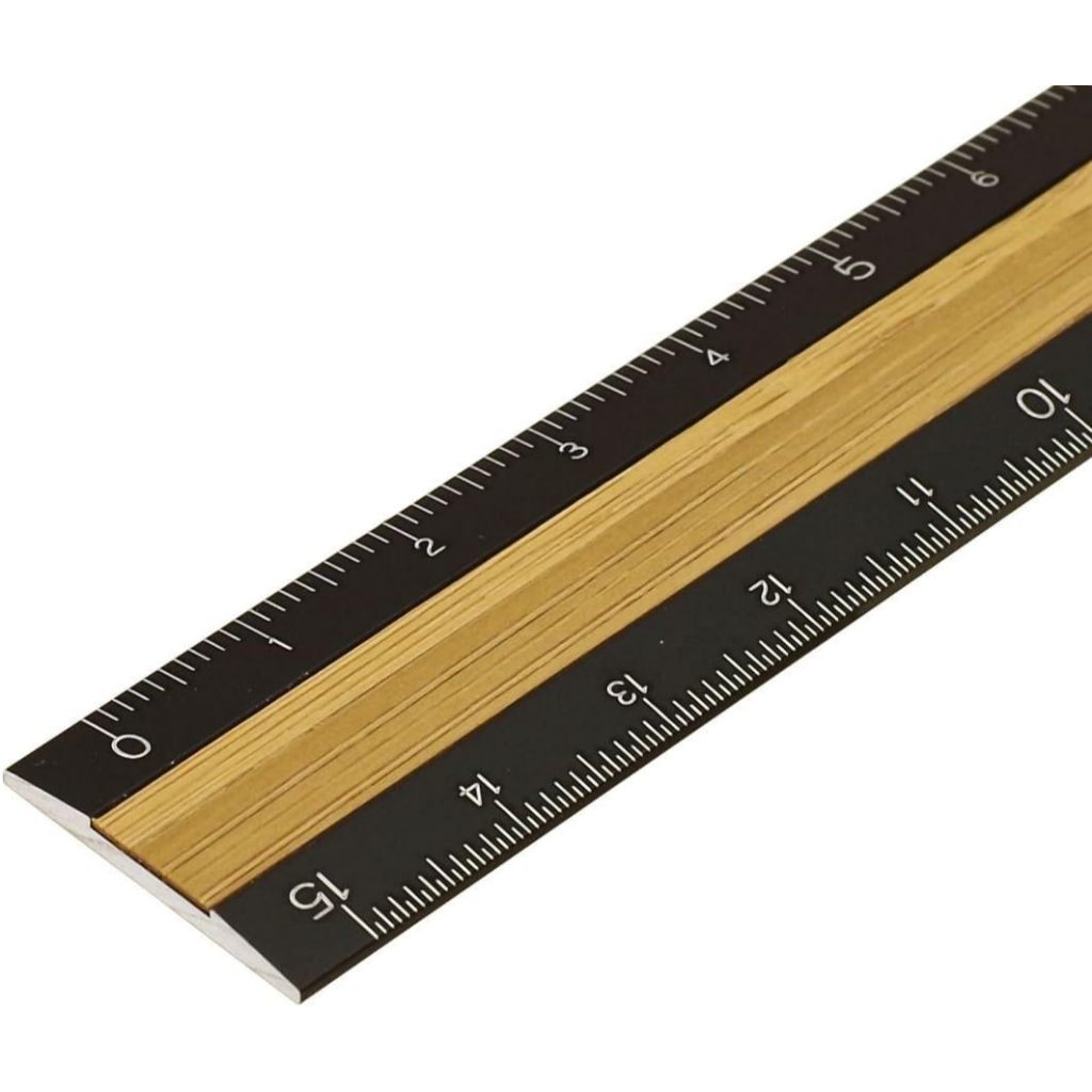 MIDORI Aluminum&Wood Ruler 15cm/Sản xuất Nhật Bản/Khắc laser/Chất lượng cao
