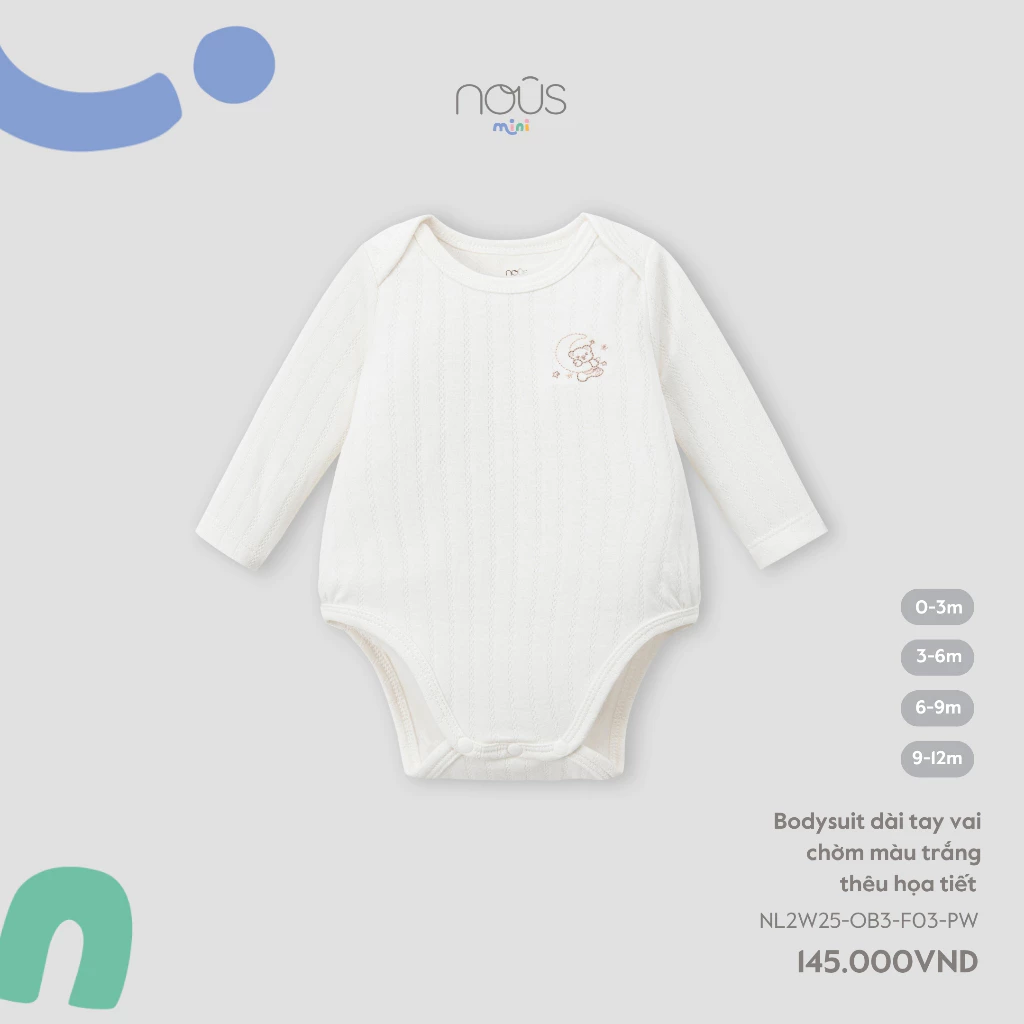 Nous Mini Baby Bodysuit, bodychip, bộ liền dài tay bé trai bé gái basic mềm nhẹ cho bé dưới 10.5kg BST T8