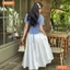 Set BEMINE áo cổ sen đính cúc chân váy xòe dài-ST432