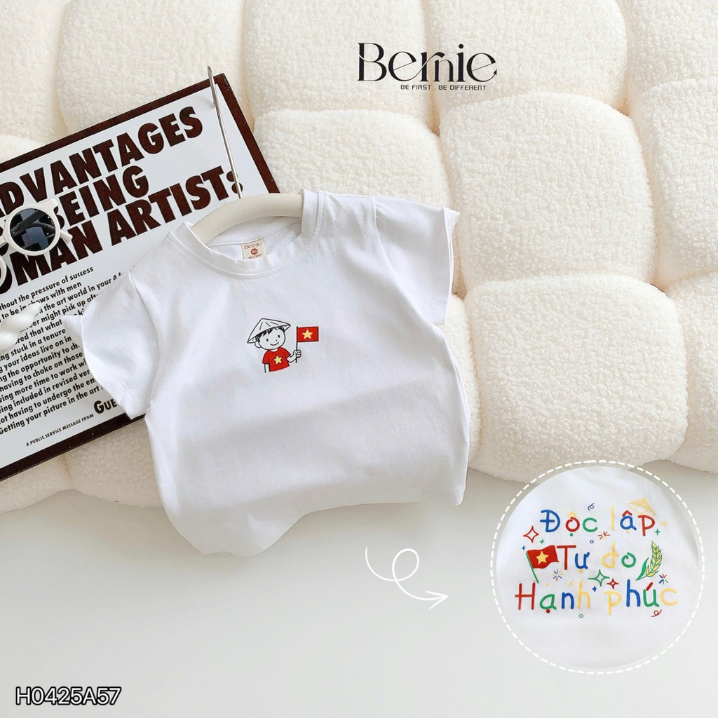 Áo Cotton Bé Trai Bé Gái In Hình Lá Cờ Việt Nam Bernie H0425A57 Size 80-130 (9-24kg)