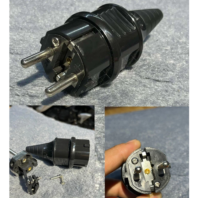 Phích cắm điện 2 chấu, 16A, 250V, phích cắm công nghiệp, Phích cắm điện Schuko Hàn Quốc