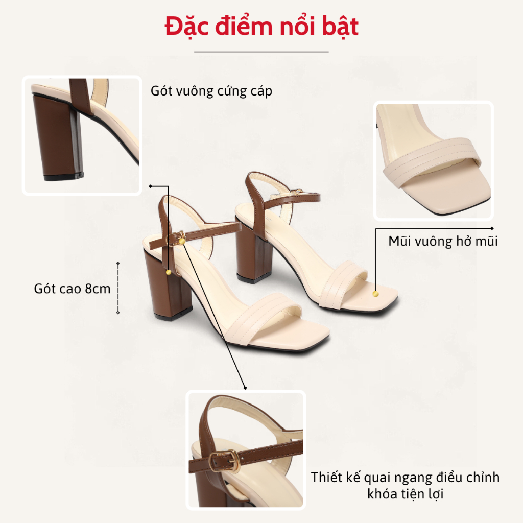 Giày Sandal Nữ Cao Gót 8cm Quai Chần Chỉ Pixie X913