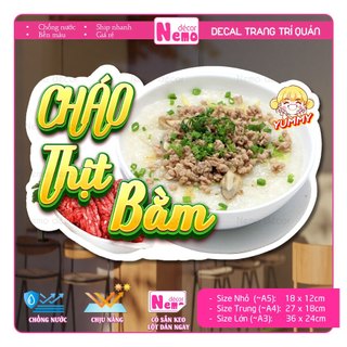 Decal Trang Trí Cháo Đậu Cháo Thịt,Tranh Dán Quán Ăn, Cà Phê, Dán Tường, Tủ, Kính, Xe Đẩy - Sticker Chịu Được Mưa Nắng.