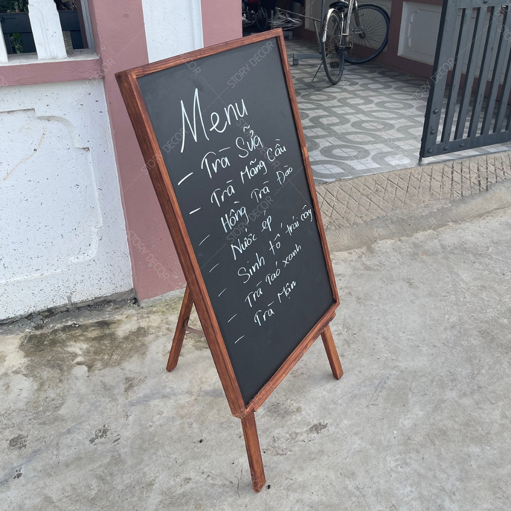 [GIÁ XƯỞNG] Bảng đen menu khung gỗ màu nâu, mộc tự nhiên dùng cho tiệm Spa, quán ăn, quán cafe, trà sữa, nhà hàng
