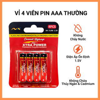 Pin Đỏ AA /AAA NUOXING 1.5V Alkaline – Vỉ 4 Viên Pin Tiểu Cho Điều Khiển, Đồ Chơi,Thiết Bị Gia Dụng