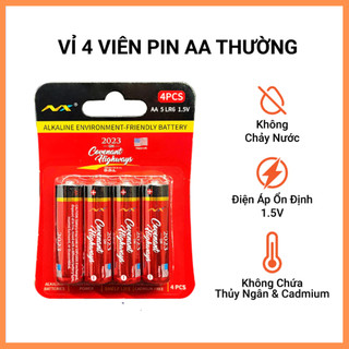 Pin Đỏ AA /AAA NUOXING 1.5V Alkaline – Vỉ 4 Viên Pin Tiểu Cho Điều Khiển, Đồ Chơi,Thiết Bị Gia Dụng
