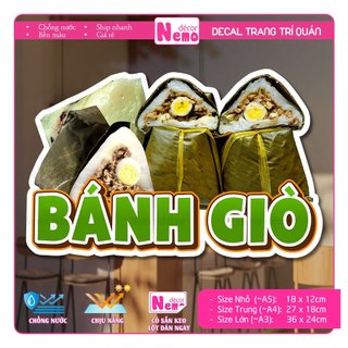 Decal Trang Trí Bánh Giò, Tranh Dán Quán Ăn, Cà Phê, Dán Tường, Tủ, Kính, Xe Đẩy - Sticker Chịu Được Mưa Nắng.