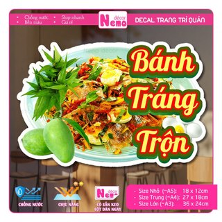 Decal Trang Trí Bánh Tráng Cuộn Bơ, Tranh Dán Quán Ăn, Cà Phê, Dán Tường, Tủ, Kính, Xe Đẩy - Sticker Chịu Được Mưa Nắng.