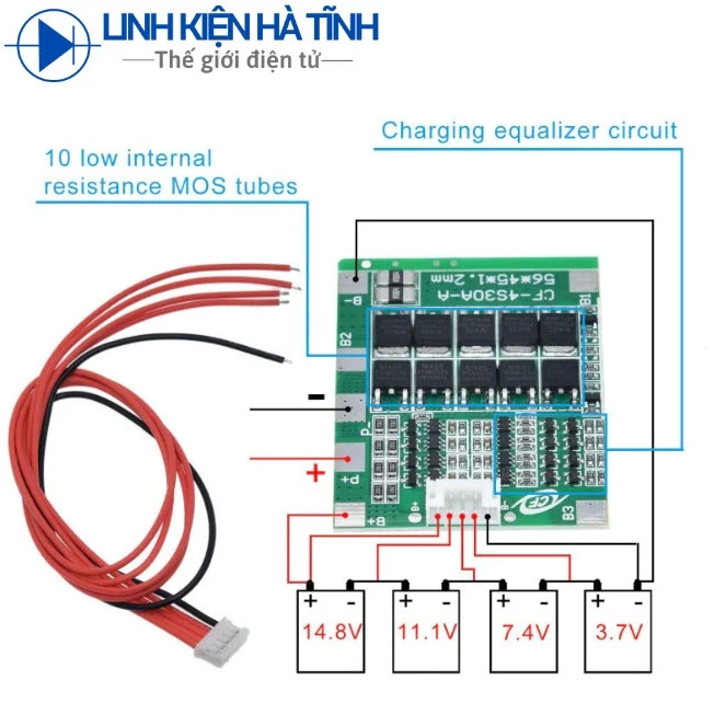MẠCH BẢO VỆ PIN BW 4S-14V8 XẢ 30A CÓ NGẮT QUÁ DÒNG VÀ XẢ QUÁ MỨC MẠCH BẢO VỆ PIN BW 4S-14V8 XẢ 30A CÓ NGẮT QUÁ DÒNG VÀ XẢ QUÁ MỨC