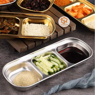 Đĩa Chấm Nhiều Ngăn Inox Đựng Gia Vị Sốt Chấm Hàn Quốc Cam Homeware