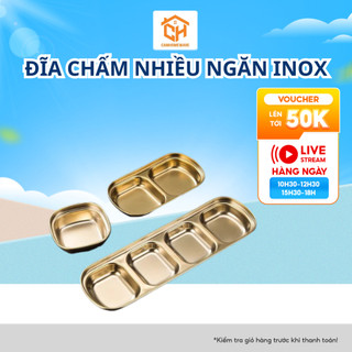 Đĩa Chấm Nhiều Ngăn Inox Đựng Gia Vị Sốt Chấm Hàn Quốc Cam Homeware