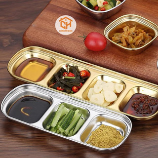 Đĩa Chấm Nhiều Ngăn Inox Đựng Gia Vị Sốt Chấm Hàn Quốc Cam Homeware
