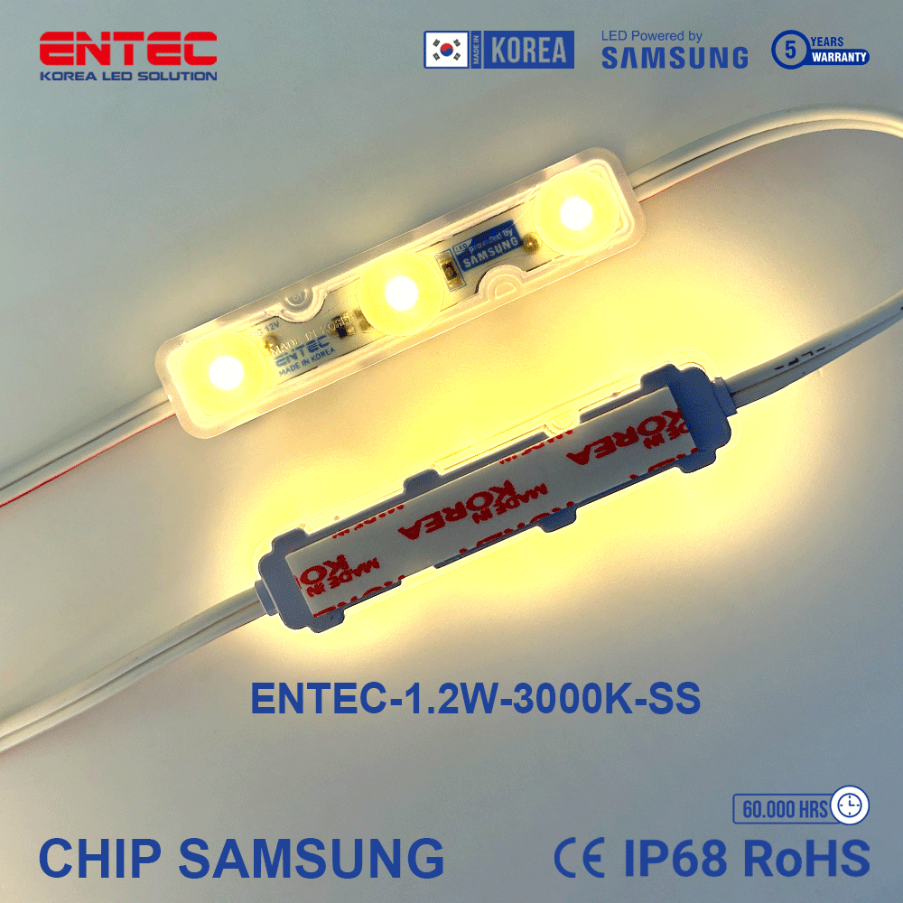 Đèn Led dây 3 bóng Hàn Quốc màu 3000K điện 12V siêu sáng, chiếu sáng 60000h siêu bền