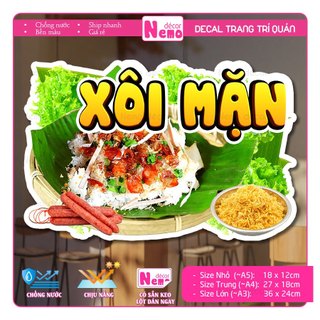 Decal Trang Trí Xôi Ngọt Xôi Mặn, Tranh Dán Quán Ăn, Cà Phê, Dán Tường, Tủ, Kính, Xe Đẩy - Sticker Chịu Được Mưa Nắng.