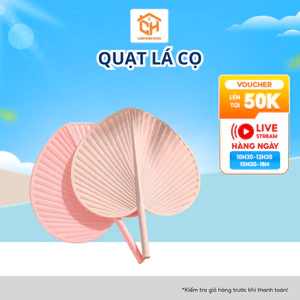 Quạt lá cọ nhựa PP 0121, Quạt lá đuôi mèo cỡ lớn bằng nhựa Cam Homeware