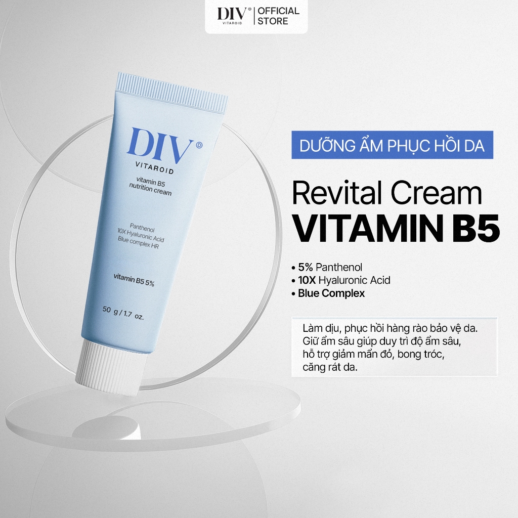 [DIV VN] Kem Dưỡng Ẩm DIV Vitamin B5 Hỗ Trợ Làm Dịu Giữ Ẩm Và Tăng Cường Hàng Rào Bảo Vệ Da Với 5% Panthenol 50gram | BigBuy360 - bigbuy360.vn